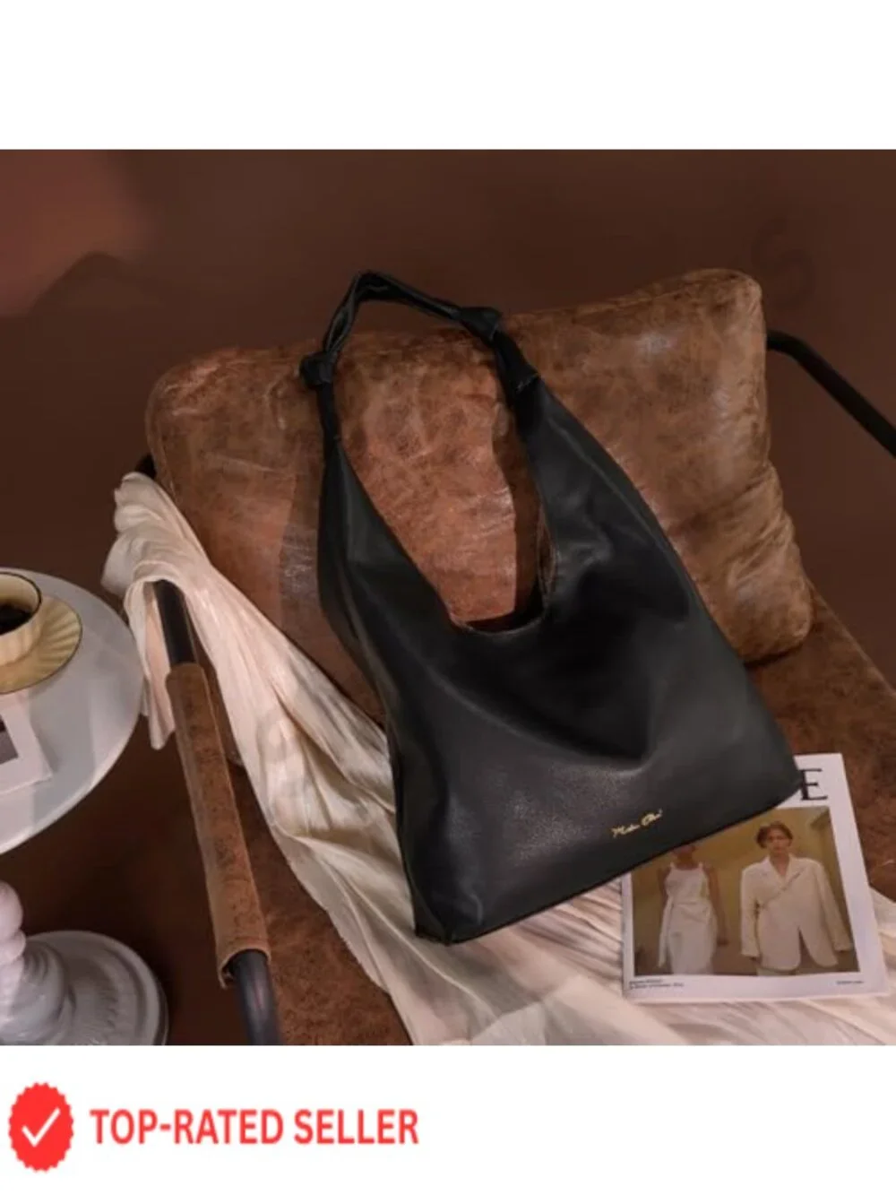Elegant Vegan Leather Hobo Bag - Lightweight Large Shoulder Tote with